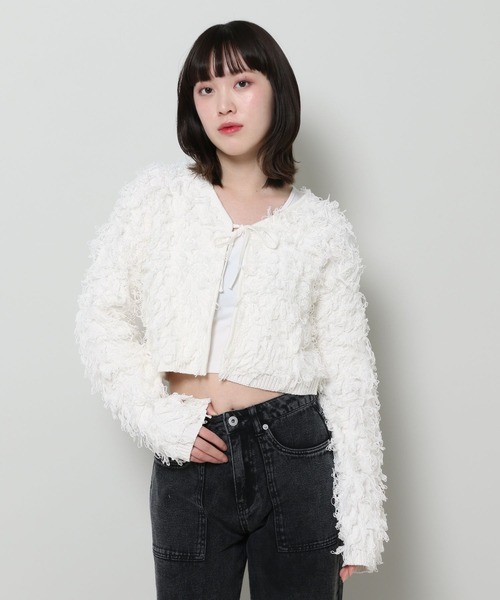 3.3 Field Trip （3.3フィールドトリップ）の「3.3 Field Trip／ループカーディガン  2109146（カーディガン/ボレロ・レディース・ネイビー/アイボリー・FREE）」の15枚目の写真