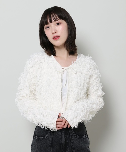 3.3 Field Trip （3.3フィールドトリップ）の「3.3 Field Trip／ループカーディガン  2109146（カーディガン/ボレロ・レディース・ネイビー/アイボリー・FREE）」の16枚目の写真