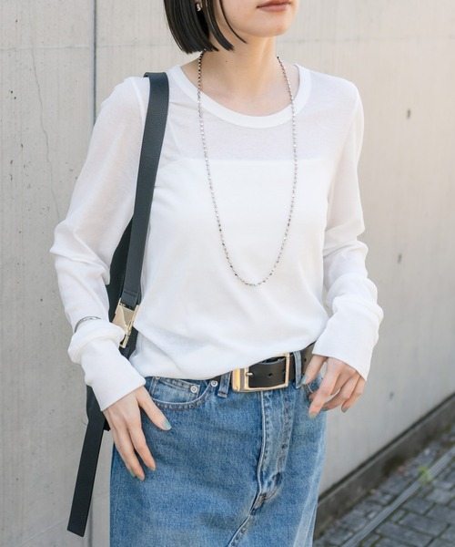 RIVE DROITE(リヴドロワ)の「UネックテレコロンTee(Tシャツ/カットソー・レディース・オフホワイト/ブラック/レッド・FREE)」の2枚目の写真
