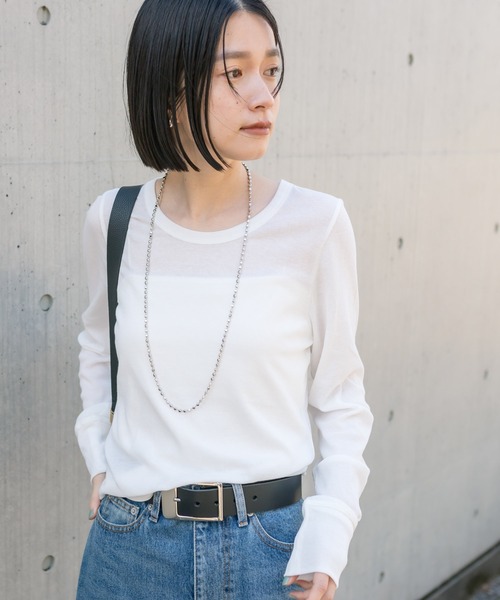 RIVE DROITE(リヴドロワ)の「UネックテレコロンTee(Tシャツ/カットソー・レディース・オフホワイト/ブラック/レッド・FREE)」の10枚目の写真