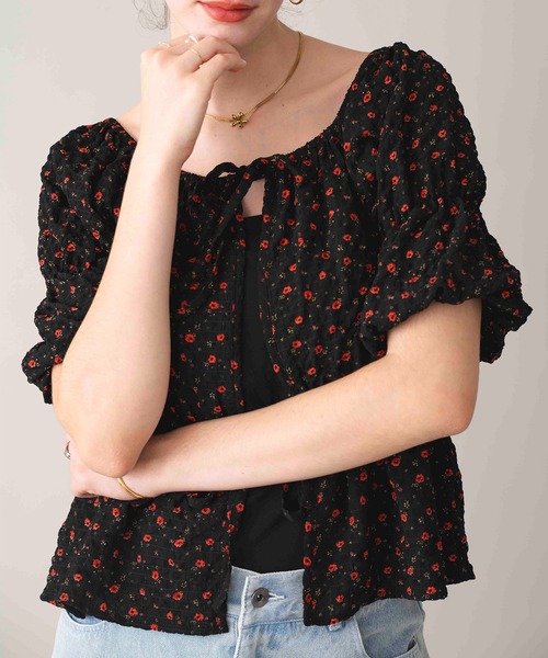 COMMRE（コムル）の「【前後2WAY】ペプラムリボンブラウス（シャツ/ブラウス・レディース・グリーン/ピンク/ブラック系その他・FREE）」の5枚目の写真