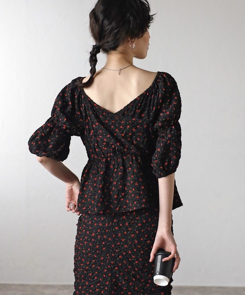 COMMRE（コムル）の「【前後2WAY】ペプラムリボンブラウス（シャツ/ブラウス・レディース・グリーン/ピンク/ブラック系その他・FREE）」の12枚目の写真