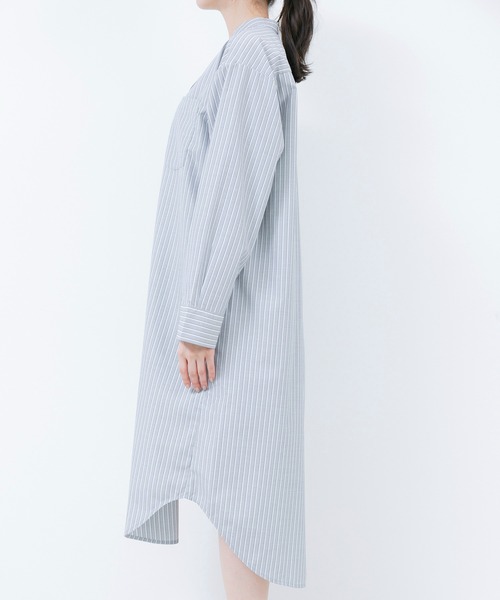 Jayro（ジャイロ）の「マルチストライプバンドカラーシャツワンピース（ワンピース・レディース・ベージュ/ブラック/ブルー・M）」の20枚目の写真