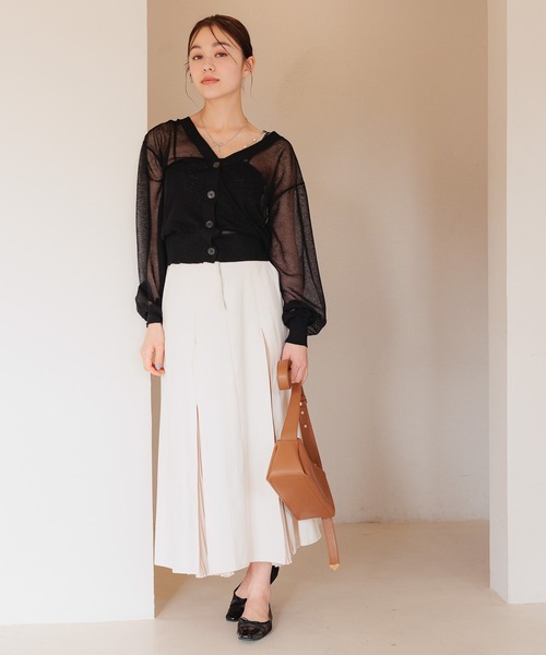 mysty woman（ミスティウーマン）の「シアーボリュームスリーブカーディガン　111659（カーディガン/ボレロ・レディース・オフホワイト/ライトグリーン/ライトベージュ/ブラック・FREE）」の18枚目の写真