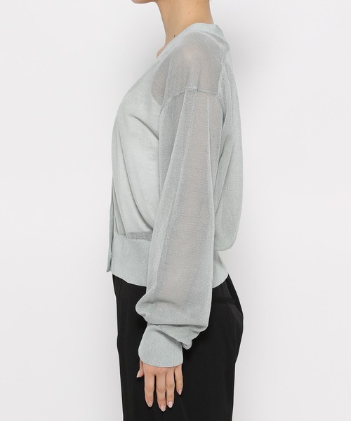 mysty woman（ミスティウーマン）の「シアーボリュームスリーブカーディガン　111659（カーディガン/ボレロ・レディース・オフホワイト/ライトグリーン/ライトベージュ/ブラック・FREE）」の12枚目の写真