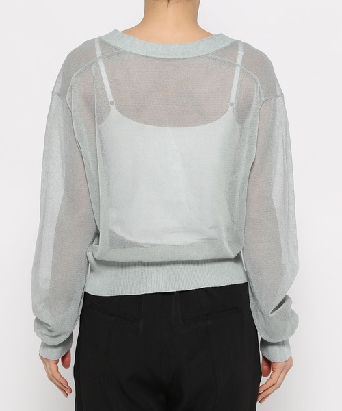 mysty woman（ミスティウーマン）の「シアーボリュームスリーブカーディガン　111659（カーディガン/ボレロ・レディース・オフホワイト/ライトグリーン/ライトベージュ/ブラック・FREE）」の13枚目の写真