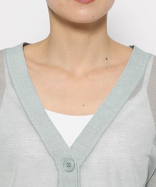 mysty woman（ミスティウーマン）の「シアーボリュームスリーブカーディガン　111659（カーディガン/ボレロ・レディース・オフホワイト/ライトグリーン/ライトベージュ/ブラック・FREE）」の15枚目の写真