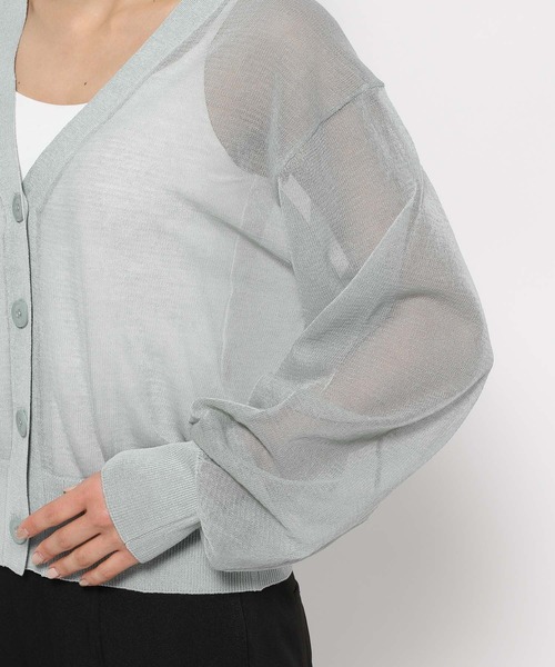 mysty woman（ミスティウーマン）の「シアーボリュームスリーブカーディガン　111659（カーディガン/ボレロ・レディース・オフホワイト/ライトグリーン/ライトベージュ/ブラック・FREE）」の16枚目の写真