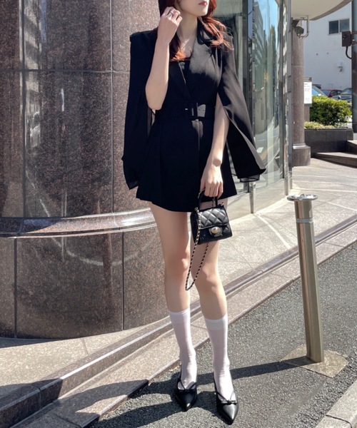 abc une face(アーベーセーアンフェイス)の「テーラードロンパース(つなぎ/オールインワン・レディース・グレー系その他/ブラック/ホワイト/ピンク・FREE)」の10枚目の写真