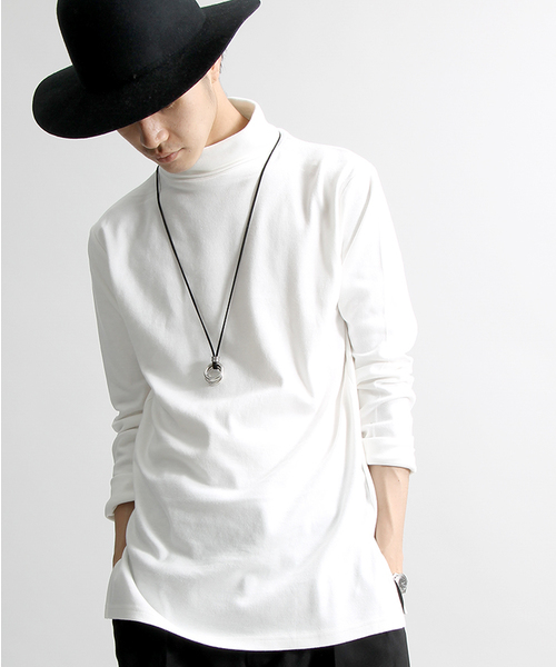 WEGO（ウィゴー）の「WEGO/スムースタートルネックロングTシャツ（Tシャツ/カットソー・メンズ・ホワイト/ブラック/ホワイト系その他・LARGE/MEDIUM）」の2枚目の写真