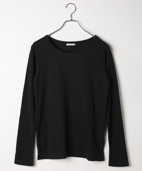 KURO ✨クルーネック プルオーバー カットソー セール】[鎖骨を綺麗に見せる]リブクルーネックプルオーバー（T