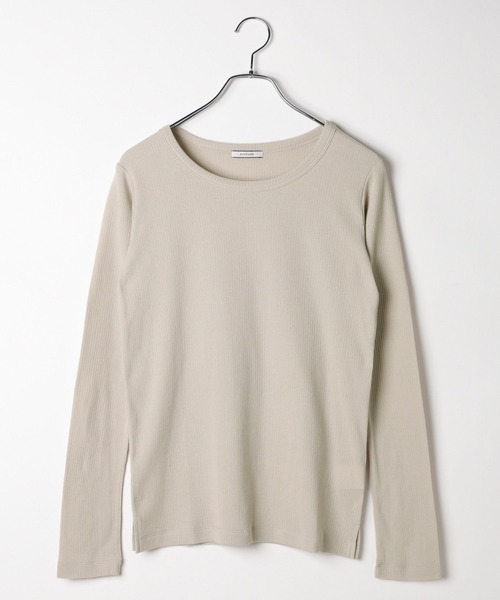 BAYFLOW（ベイフロー）の「[鎖骨を綺麗に見せる]リブクルーネックプルオーバー（Tシャツ/カットソー・レディース・キャメル/ブラック/オフホワイト・FREE）」の17枚目の写真