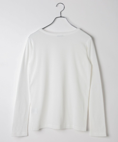 BAYFLOW（ベイフロー）の「[鎖骨を綺麗に見せる]リブクルーネックプルオーバー（Tシャツ/カットソー・レディース・キャメル/ブラック/オフホワイト・FREE）」の18枚目の写真