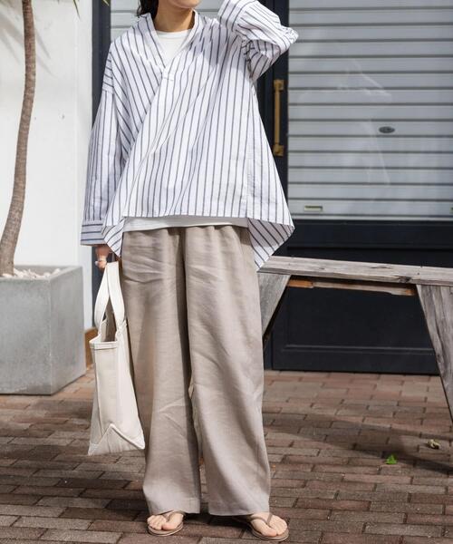 FORK&SPOON(フォークアンドスプーン)の「FORK&SPOON ヘンプ混イージーパンツ(その他パンツ・レディース・ベージュ/チャコールグレー・1/2)」の18枚目の写真