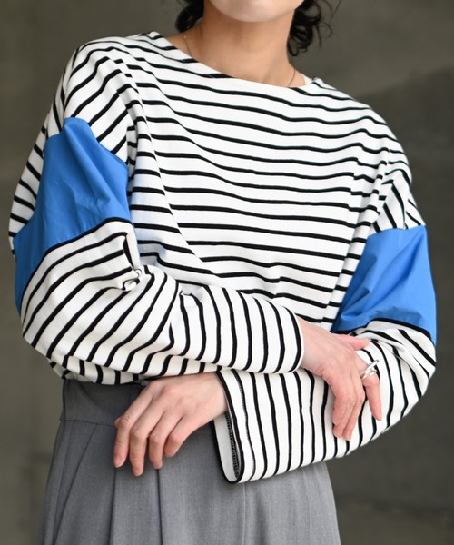 Marient(マリエント)の「ドッキングボーダーTEE 2(Tシャツ/カットソー・レディース・ブラック/イエロー/ブルー・FREE)」の2枚目の写真