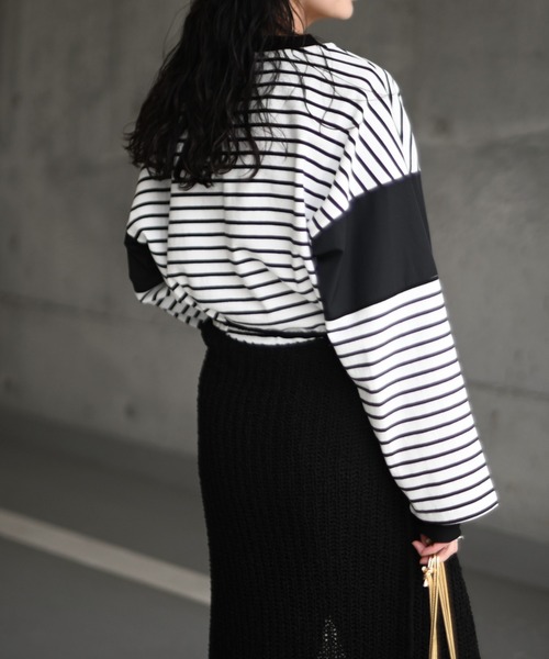 Marient(マリエント)の「ドッキングボーダーTEE 2(Tシャツ/カットソー・レディース・ブラック/イエロー/ブルー・FREE)」の5枚目の写真