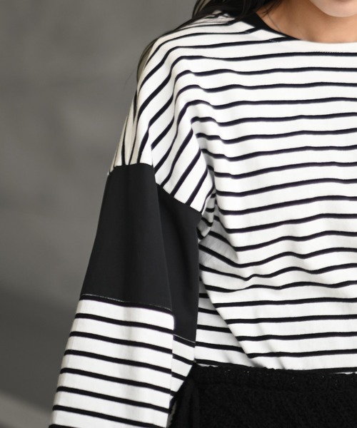 Marient(マリエント)の「ドッキングボーダーTEE 2(Tシャツ/カットソー・レディース・ブラック/イエロー/ブルー・FREE)」の6枚目の写真