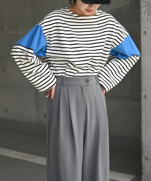 Marient(マリエント)の「ドッキングボーダーTEE 2(Tシャツ/カットソー・レディース・ブラック/イエロー/ブルー・FREE)」の18枚目の写真