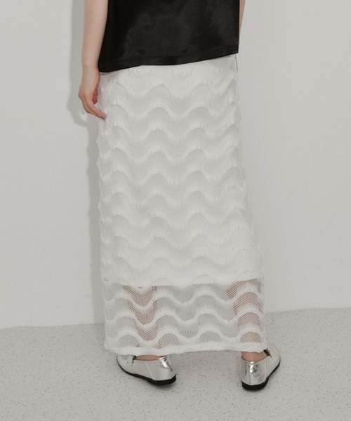 ADAM ET ROPE'（アダムエロペ）の「カットメッシュスカート（スカート・レディース・ブラック/ホワイト・FREE）」の7枚目の写真