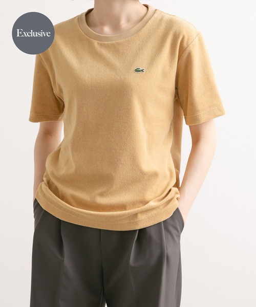 LACOSTE(ラコステ)の「『別注』LACOSTE×DOORS パイルクルーネックTシャツ(Tシャツ/カットソー・レディース・ピンク/ホワイト/ベージュ/ネイビー・FREE)」の1枚目の写真