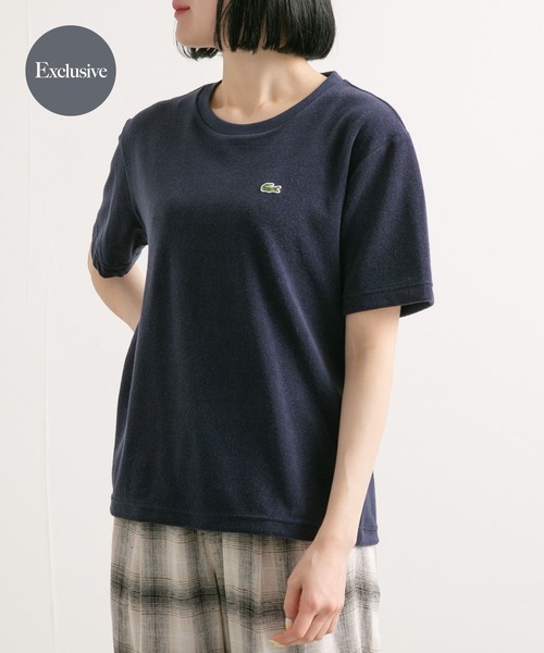LACOSTE(ラコステ)の「『別注』LACOSTE×DOORS パイルクルーネックTシャツ(Tシャツ/カットソー・レディース・ピンク/ホワイト/ベージュ/ネイビー・FREE)」の3枚目の写真