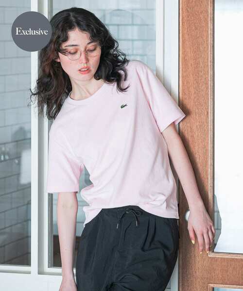 LACOSTE(ラコステ)の「『別注』LACOSTE×DOORS パイルクルーネックTシャツ(Tシャツ/カットソー・レディース・ピンク/ホワイト/ベージュ/ネイビー・FREE)」の4枚目の写真