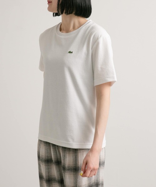 LACOSTE(ラコステ)の「『別注』LACOSTE×DOORS パイルクルーネックTシャツ(Tシャツ/カットソー・レディース・ピンク/ホワイト/ベージュ/ネイビー・FREE)」の5枚目の写真