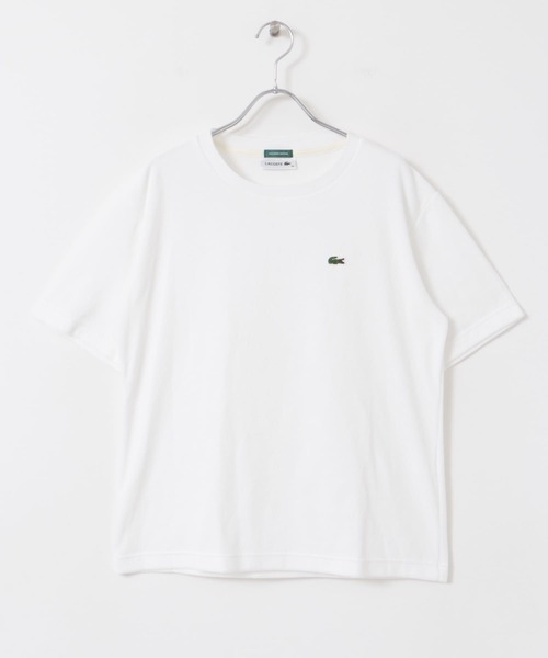 LACOSTE(ラコステ)の「『別注』LACOSTE×DOORS パイルクルーネックTシャツ(Tシャツ/カットソー・レディース・ピンク/ホワイト/ベージュ/ネイビー・FREE)」の6枚目の写真