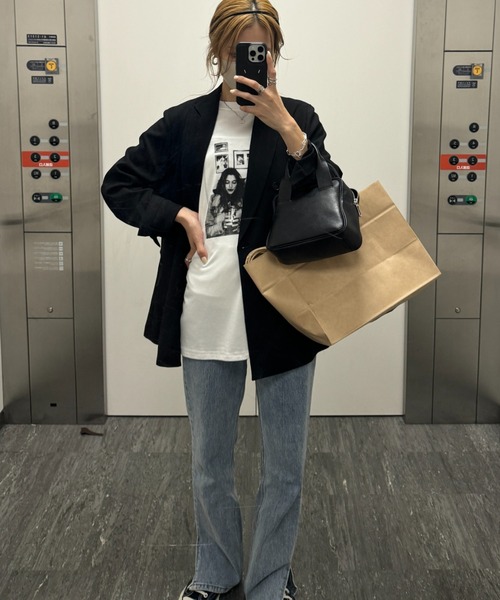 ISOOK（アイスー）の「フォトプリントTシャツ(chiica select) / グラフィックTシャツ フォトTシャツ オーバーサイズ オーバーTシャツ 半袖（Tシャツ/カットソー・レディース・グレー/ホワイト・FREE）」の13枚目の写真