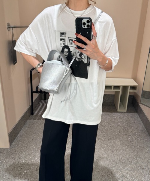 ISOOK（アイスー）の「フォトプリントTシャツ(chiica select) / グラフィックTシャツ フォトTシャツ オーバーサイズ オーバーTシャツ 半袖（Tシャツ/カットソー・レディース・グレー/ホワイト・FREE）」の12枚目の写真