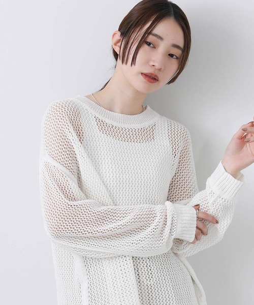 Gready Brilliant(グレディブリリアン)の「ギマメッシュクルーニット(ニット/セーター・レディース・オフホワイト/ライトグリーン・FREE)」の12枚目の写真