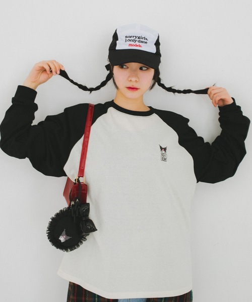 nemne store(ネンネストア)の「【nemne store × My Melody & Kuromiコラボアイテム】ハートモチーフラグランロンT(Tシャツ/カットソー・レディース・ブラック/ネイビー・SMALL/MEDIUM)」の8枚目の写真