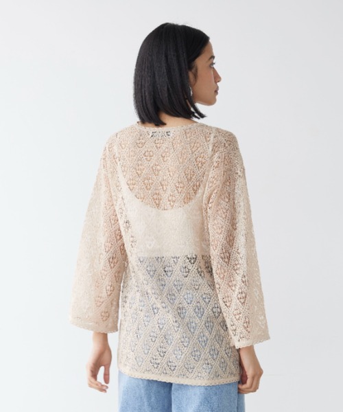 セール】Open Work Knit Top /透かし柄トップス（Tシャツ