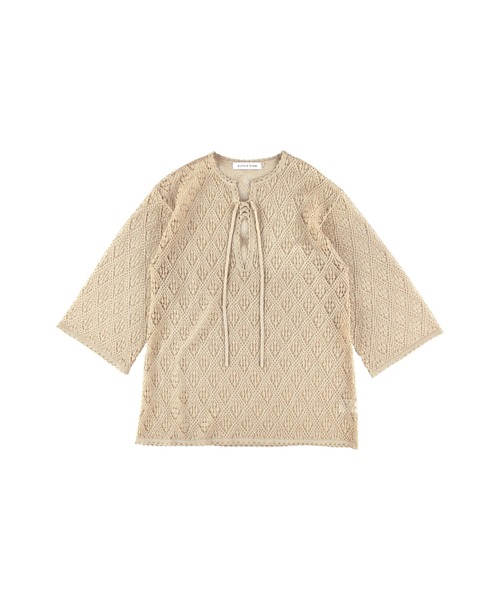 ALEXIA STAM（アリシアスタン）の「Open Work Knit Top /透かし柄トップス（Tシャツ/カットソー・レディース・ブラック/アイボリー・FREE）」の17枚目の写真
