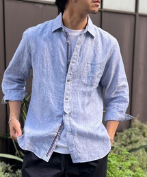 NOLLEY’S | リネンストライプ パラシュートボタン 7分袖シャツ(シャツ/ブラウス)