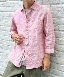 NOLLEY’S | リネンストライプ パラシュートボタン 7分袖シャツ(シャツ/ブラウス)