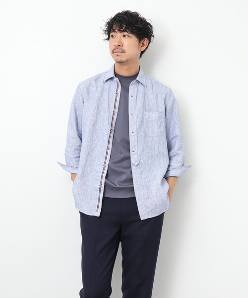 4 ノーリーズ NOLLEY'S パール ブラウス シャツ ストライプ 青 NOLLEY'S - ノーリーズ☆パール釦 パープルストライプシャツの