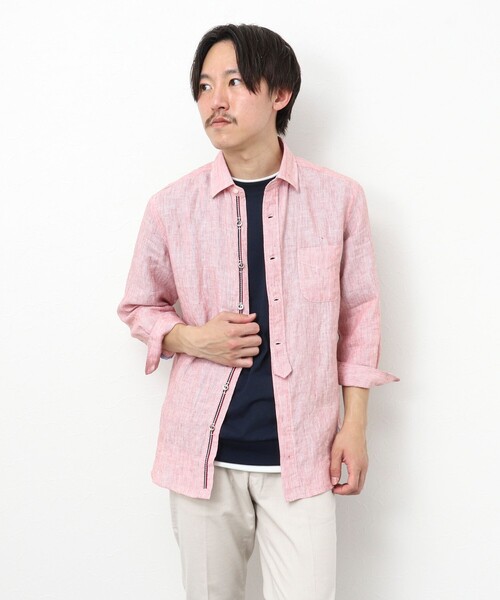 NOLLEY’S（ノーリーズ）の「リネンストライプ パラシュートボタン 7分袖シャツ（シャツ/ブラウス・メンズ・ブルー系その他/レッド系その他/グリーン系その他・S/XL/L/M）」の21枚目の写真