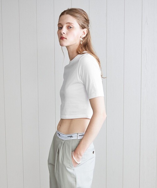 H　BEAUTY&YOUTH UNITED ARROWS（エイチビューティーアンドユースユナイテッドアローズ）の「＜H＞ライトスウェット ショートスリーブTシャツ（スウェット・レディース・ホワイト/ブラック・FREE）」の12枚目の写真