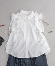 drawstring ribbon shirt/ドロストリボンブラウス