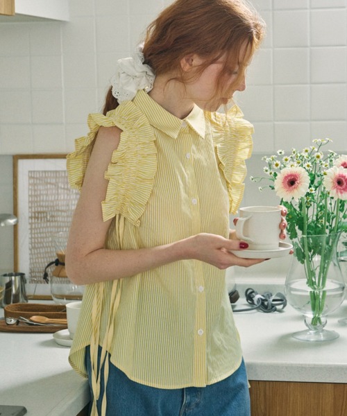 ブラウス シャツ 「 ZOZOTOWN限定 」drawstring ribbon shirt/ドロストリボンブラウス レディース ZOZOTOWN限定 】drawstring ribbon shirt/ドロストリボン