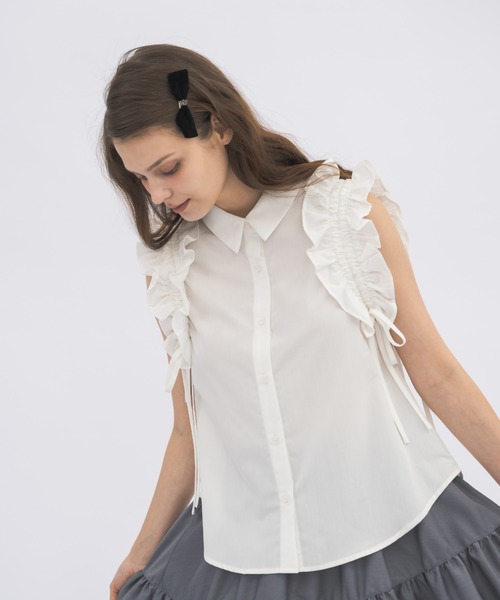 ブラウス シャツ 「 ZOZOTOWN限定 」drawstring ribbon shirt/ドロストリボンブラウス レディース ブラウス シャツ 「 ZOZOTOWN限定 」drawstring ribbon shirt