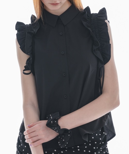 idem（イデム）の「drawstring ribbon shirt/ドロストリボンブラウス（シャツ/ブラウス・レディース・ブルー/イエロー/オフホワイト/ブラック・FREE）」の6枚目の写真
