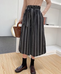 ストライプ柄キュロットパンツ