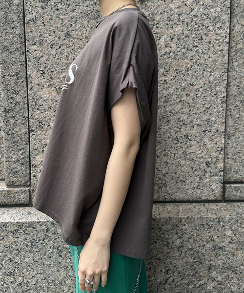 【新品】DouDou 透け感 ロゴプリントTシャツ Web完売品！ セール】【WEB限定】温感プリントTEE（Tシャツ/カットソー