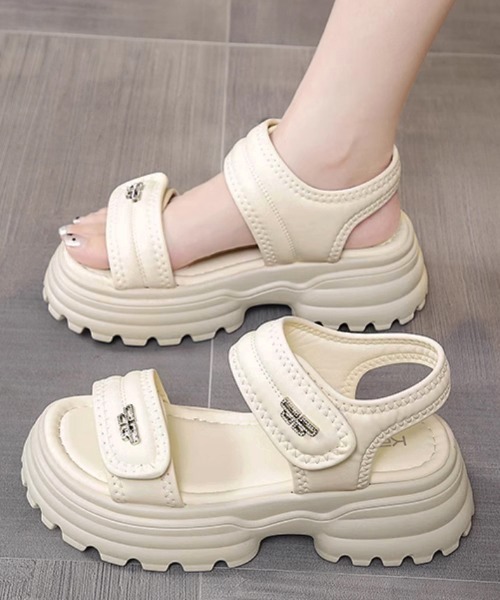 Miniministore(ミニミニストア)の「厚底ベルクロサンダル スポーツサンダル夏(サンダル・レディース・アイボリー/ベージュ/ブラック・23.5cm/23.0cm/22.5cm/24.0cm/24.5cm)」の22枚目の写真