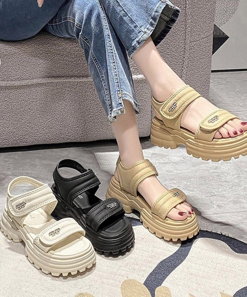 Miniministore(ミニミニストア)の「厚底ベルクロサンダル スポーツサンダル夏(サンダル・レディース・アイボリー/ベージュ/ブラック・23.5cm/23.0cm/22.5cm/24.0cm/24.5cm)」の15枚目の写真