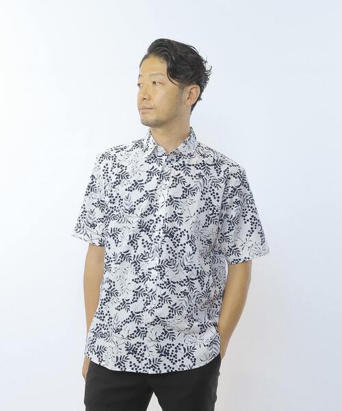 MEN'S MELROSE（メンズメルローズ）の「HIBIYAKADAN コラボ半袖レギュラーカラーシャツ（Tシャツ/カットソー・メンズ・ホワイト/ネイビー/ミント・3/2/4）」の2枚目の写真