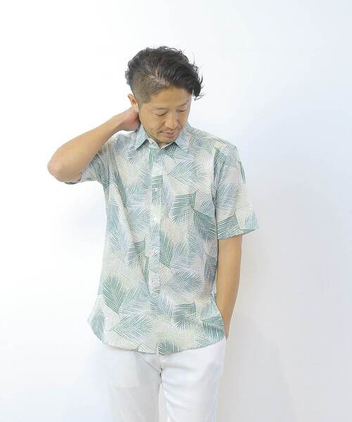 MEN'S MELROSE（メンズメルローズ）の「HIBIYAKADAN コラボ半袖レギュラーカラーシャツ（Tシャツ/カットソー・メンズ・ホワイト/ネイビー/ミント・3/2/4）」の3枚目の写真