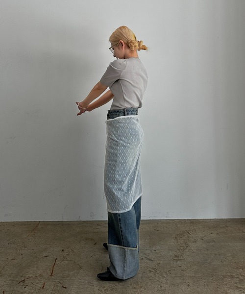 Happy John（ハッピージョン）の「lace wrap skirt / レースラップスカート（スカート・レディース・ホワイト/ブラック・FREE）」の7枚目の写真